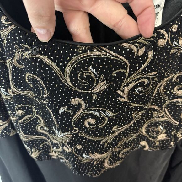 Alex Evenings 18W Empire Waist Sheath Dress Sparkle Black Gold Silver READ - Picture 10 of 12